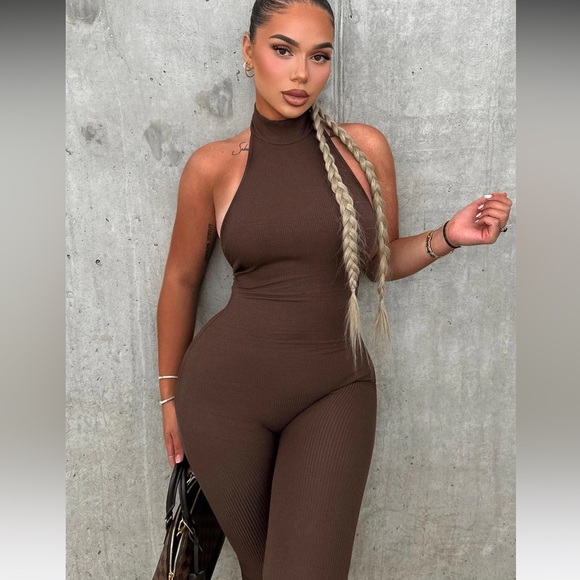 Cassandra Light Snatched Jumpsuit - Brown - Picture 2 of 5